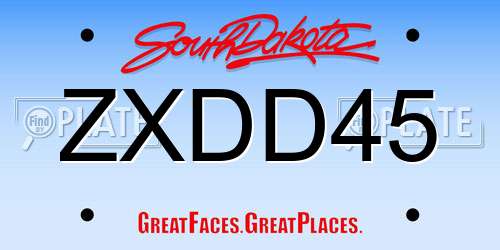 ZXDD45 South Dakota License Plate