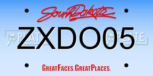 ZXDO05 South Dakota License Plate