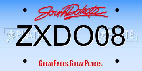 ZXDO08 South Dakota License Plate