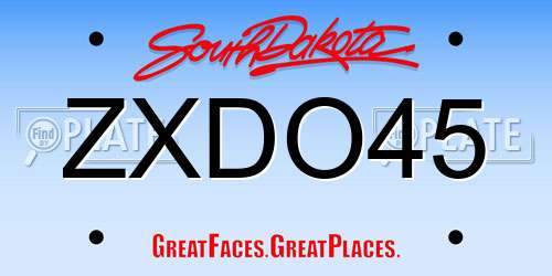 ZXDO45 South Dakota License Plate