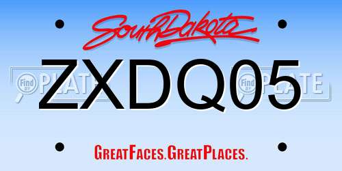 ZXDQ05 South Dakota License Plate