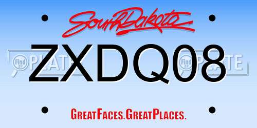 ZXDQ08 South Dakota License Plate