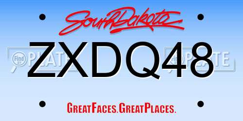 ZXDQ48 South Dakota License Plate