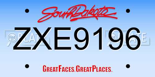 ZXE9196 South Dakota License Plate