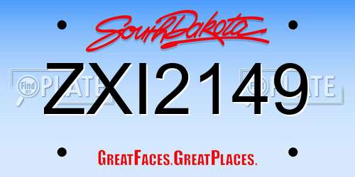 ZXI2149 South Dakota License Plate
