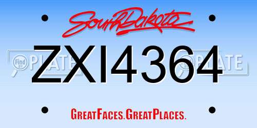 ZXI4364 South Dakota License Plate