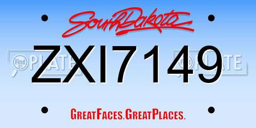 ZXI7149 South Dakota License Plate