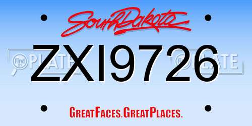 ZXI9726 South Dakota License Plate