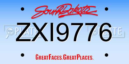 ZXI9776 South Dakota License Plate