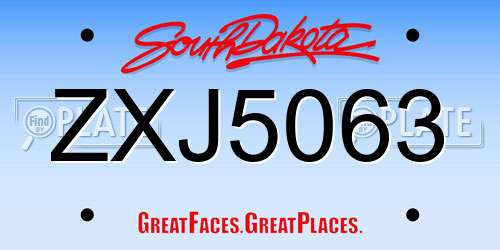 ZXJ5063 South Dakota License Plate