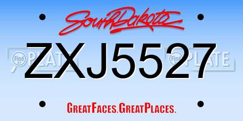 ZXJ5527 South Dakota License Plate