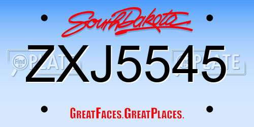 ZXJ5545 South Dakota License Plate