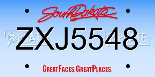 ZXJ5548 South Dakota License Plate