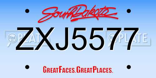 ZXJ5577 South Dakota License Plate