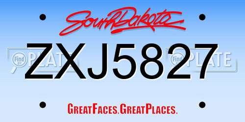 ZXJ5827 South Dakota License Plate