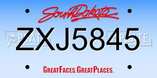 ZXJ5845 South Dakota License Plate