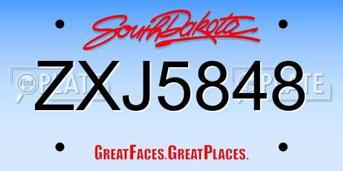 ZXJ5848 South Dakota License Plate