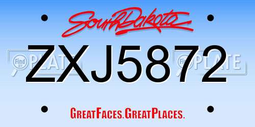 ZXJ5872 South Dakota License Plate