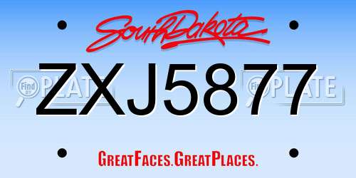 ZXJ5877 South Dakota License Plate