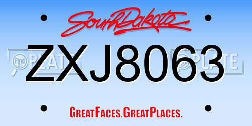 ZXJ8063 South Dakota License Plate