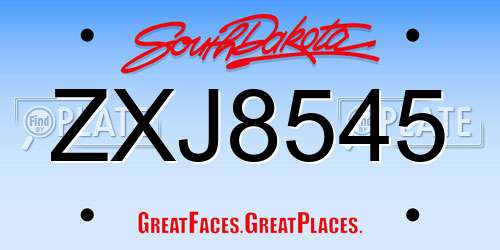 ZXJ8545 South Dakota License Plate