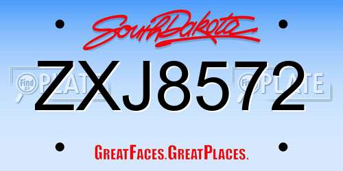 ZXJ8572 South Dakota License Plate
