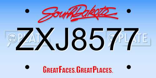 ZXJ8577 South Dakota License Plate