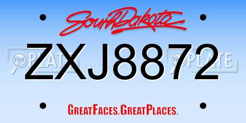 ZXJ8872 South Dakota License Plate