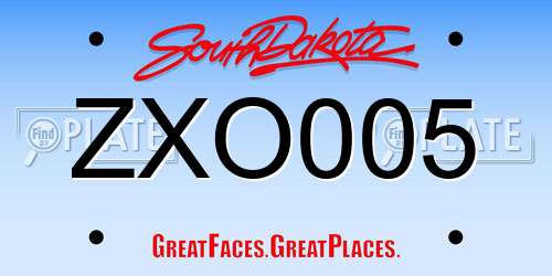 ZXO005 South Dakota License Plate