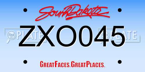 ZXO045 South Dakota License Plate