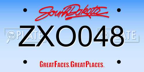 ZXO048 South Dakota License Plate