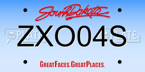 ZXO04S South Dakota License Plate