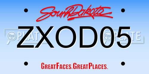 ZXOD05 South Dakota License Plate