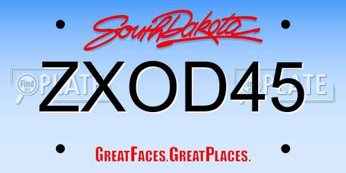 ZXOD45 South Dakota License Plate