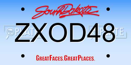 ZXOD48 South Dakota License Plate