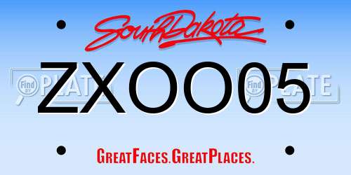 ZXOO05 South Dakota License Plate