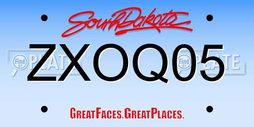 ZXOQ05 South Dakota License Plate