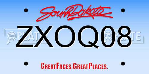 ZXOQ08 South Dakota License Plate