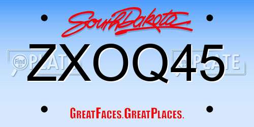 ZXOQ45 South Dakota License Plate