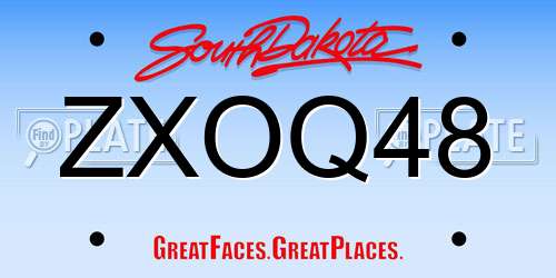 ZXOQ48 South Dakota License Plate
