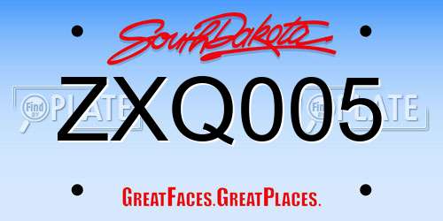 ZXQ005 South Dakota License Plate