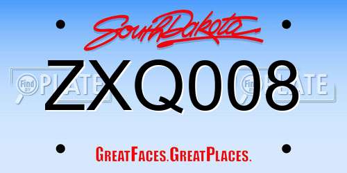 ZXQ008 South Dakota License Plate