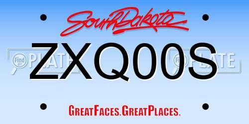 ZXQ00S South Dakota License Plate