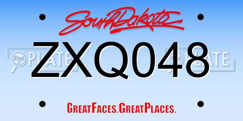 ZXQ048 South Dakota License Plate
