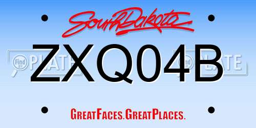 ZXQ04B South Dakota License Plate