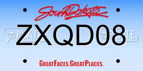 ZXQD08 South Dakota License Plate