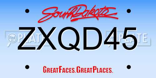 ZXQD45 South Dakota License Plate