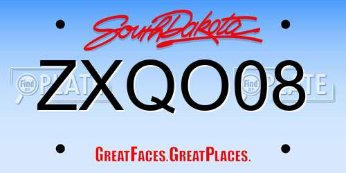 ZXQO08 South Dakota License Plate