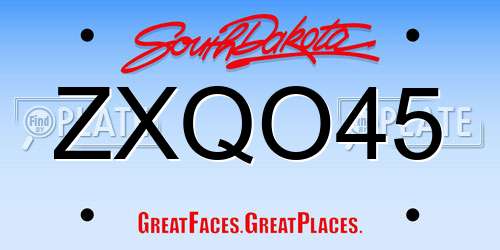 ZXQO45 South Dakota License Plate