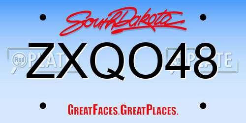 ZXQO48 South Dakota License Plate
